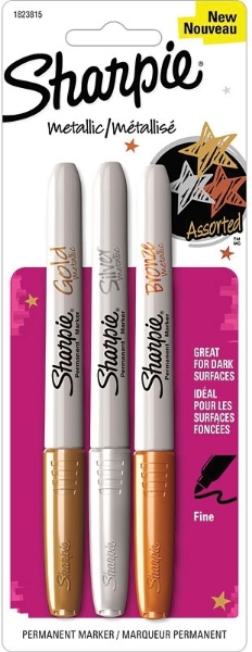 1823815 Colored 3 Markers for sale online Sharpie Metallic Fine Point Permanent Markers