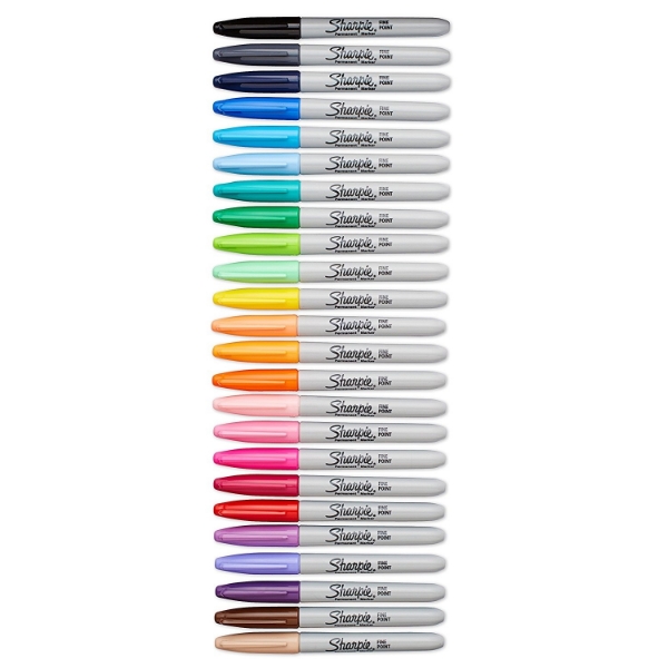 Sharpie Permanent Markers 1 24-Count Assorted Colors Fine Point 