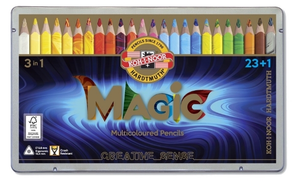 Picture of Kohinoor Magic Pencil Set Of 24 Tin Box (Jumbo Triangular Shape)