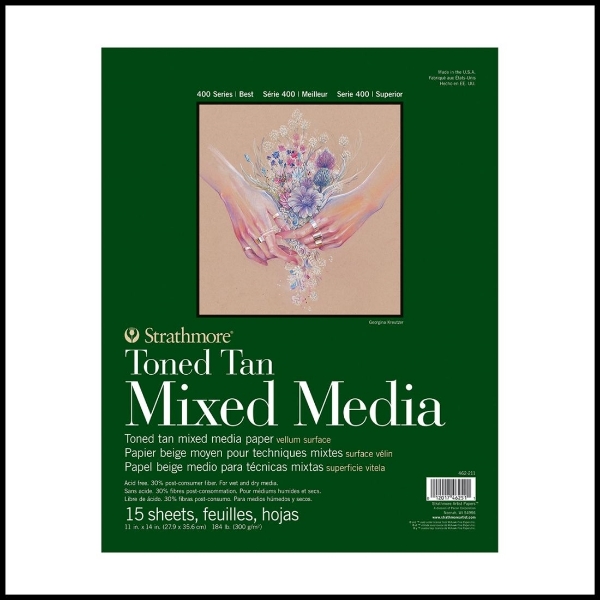Picture of Strathmore 400 Series Mixed Media Toned Tan Sketch Pad - Tape Bound - 300gsm 11x14" (15 Sheets)
