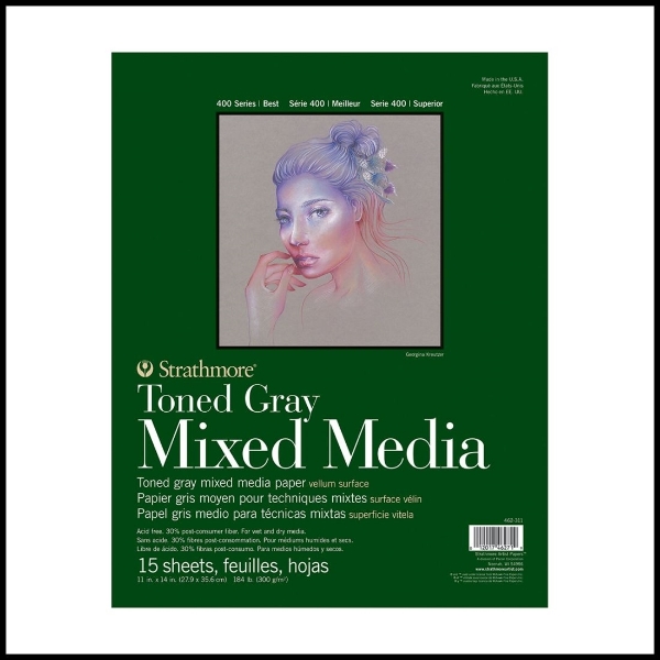 Picture of Strathmore 400 Series Toned Gray Sketch Pad - Tape Bound - 300gsm 11x14" (15 Sheets)