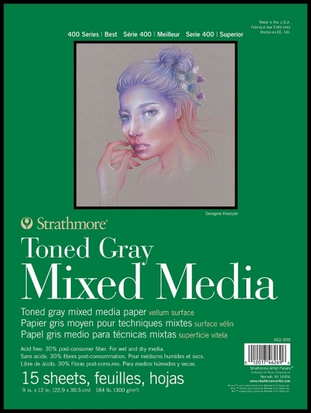 Picture of Strathmore 400 Series Toned Gray Mixed Media Pad - Tape Bound - 300gsm 9x12" (15 Sheets)