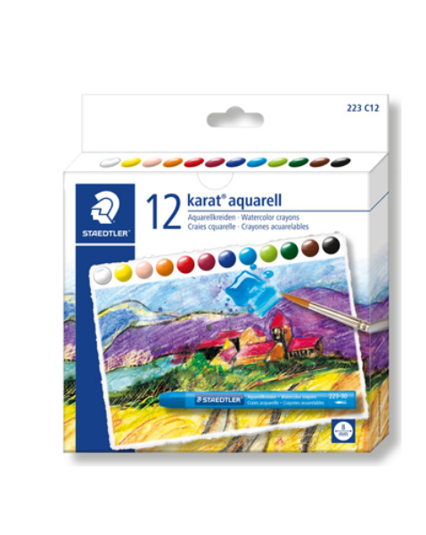 Picture of Staedtler Karat Aquarell Water Colour Crayons - Set of 12 (8mm)