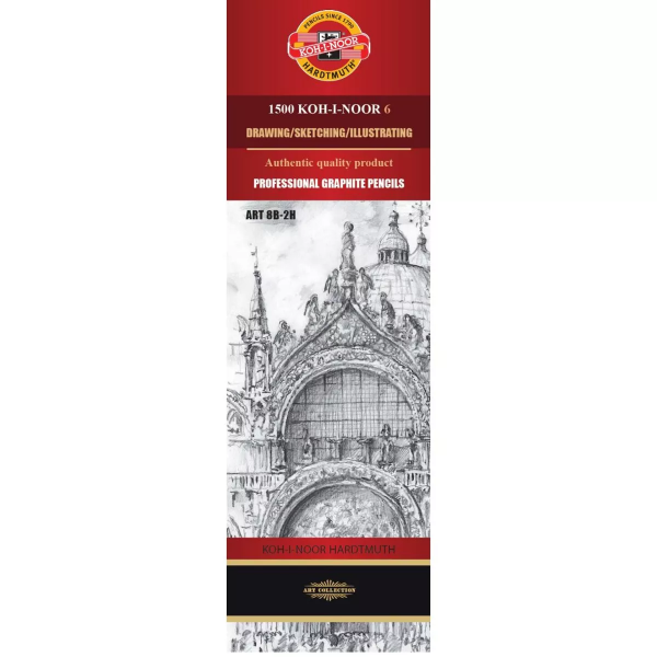 Picture of Kohinoor 1500 Professional Graphite Pencil Wallet Of 6 (8B-2H)