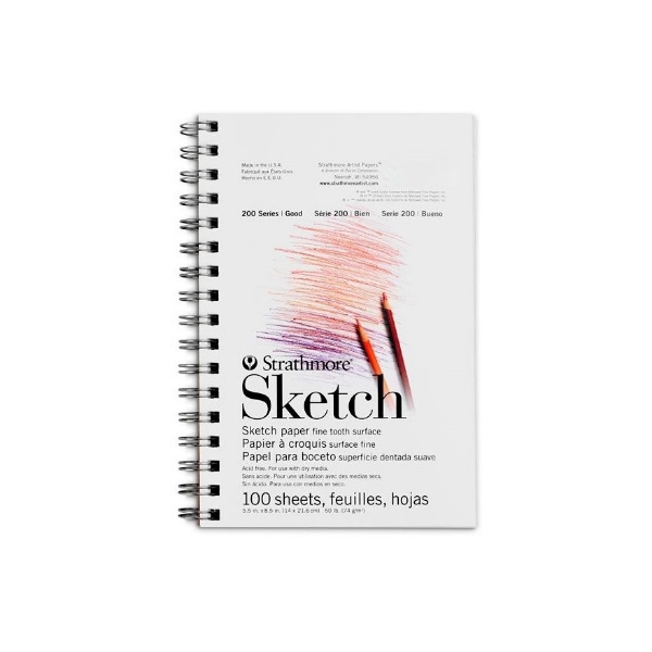Picture of Strathmore 200 Series Sketch Pad - Wire Bound - 74gsm 5.5"x8.5" (100 Sheets)