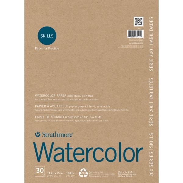 Picture of Strathmore 200 Series Watercolor Pad - Tape Bound - 300gsm 11"x15" (30 Sheets)