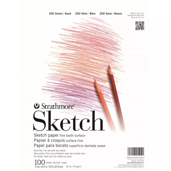 Picture of Strathmore 200 Series Skill Sketch Pad - Tape Bound - 74gsm 5.5"x8.5" (100 Sheets)