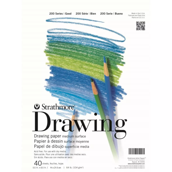 Picture of Strathmore 200 Series Drawing Pad - Tape Bound - 104gsm 5.5"x8.5" (40 Sheets)