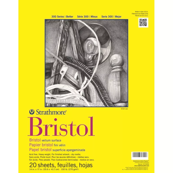 Picture of Strathmore 300 Series Bristol Vellum Pad - Tape Bound - 270gsm 14"x17" (20 Sheets)
