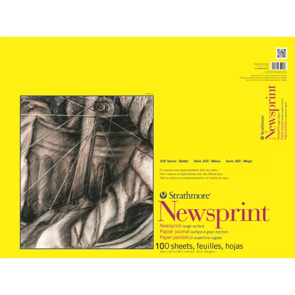 Picture of Strathmore 300 Series Newsprint Pad Rough - Tape Bound - 52gsm 18"x24" (100 Sheets)