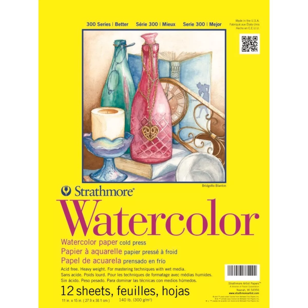 Picture of Strathmore 300 Series Watercolour Pad - Tape Bound - Cold Pressed - 300gsm 11"x15" (12 Sheets)
