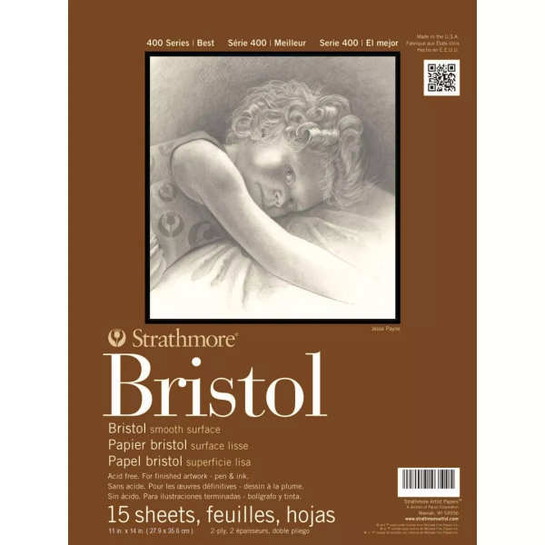 Picture of Strathmore 400 Series Bristol Pad 2-Ply Smooth - Tape Bound - 270gsm 11x14" (15 Sheets)