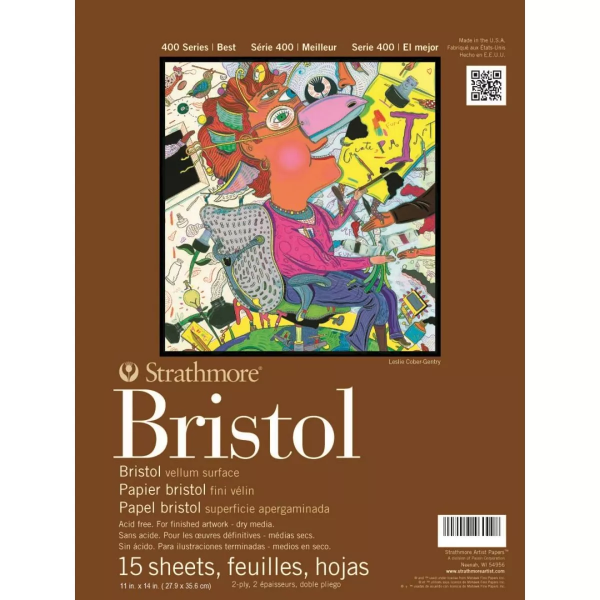 Picture of Strathmore 400 Series Bristol Pad 2-Ply Vellum - Tape Bound - 270gsm 11x14" (15 Sheets)