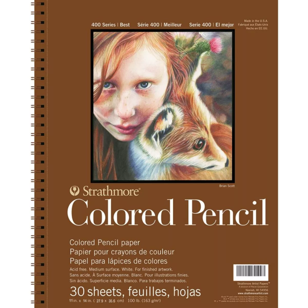 Picture of Strathmore 400 Series Colored Pencil Pad - Wire Bound - 163gsm 11x14" (30 Sheets)