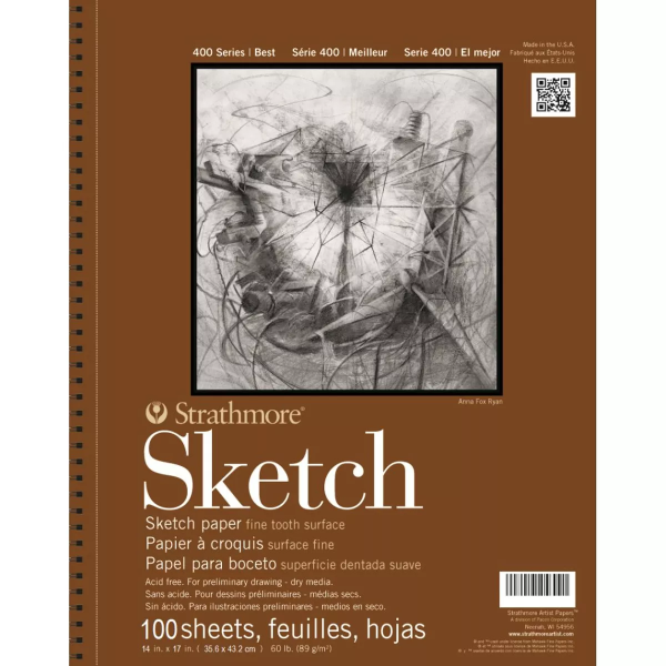 Picture of Strathmore 400 Series Sketch Pad - Wire Bound - 89gsm 14x17" (100 Sheets)