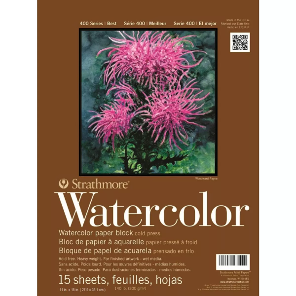 Picture of Strathmore 400 Series Watercolor Block 4 Side - Glued - Cold Pressed - 300gsm 11"x15" (15 Sheets)