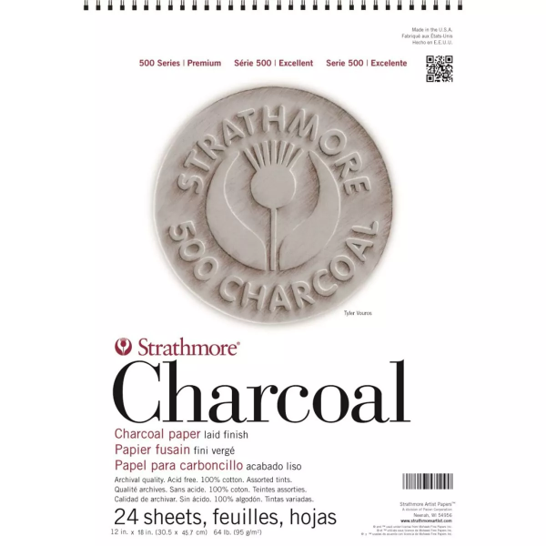 Picture of Strathmore 500 Series Charcoal Pad Assorted Tints - Wire Bound - 95gsm 12x18" (24 Sheets)