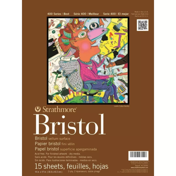 Picture of Strathmore 400 Series Bristol Pad 2-Ply Vellum - Tape Bound - 270gsm 14x17" (15 Sheets)