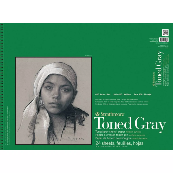 Picture of Strathmore 400 Series Toned Sketch Gray Pad - 118gsm 18"x24" (24 Sheets)