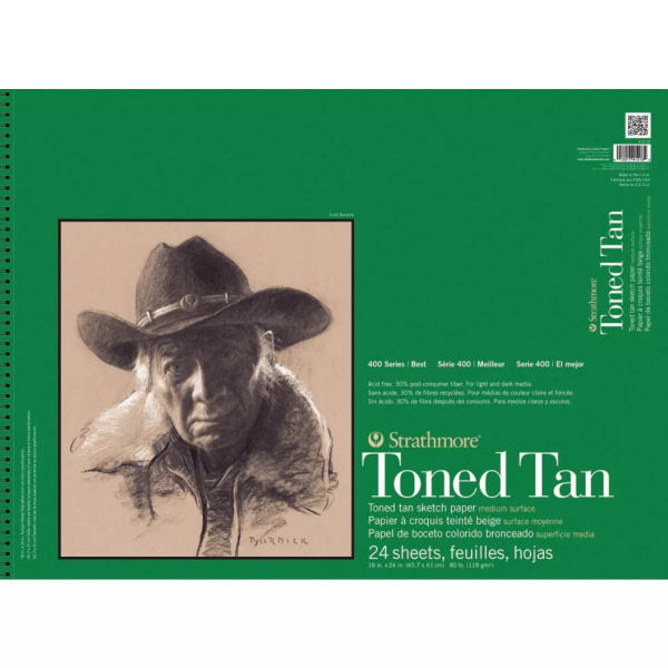 Picture of Srathmore 400 Series Toned Sketch Tan Pad - 118gsm 18"x24" (24 Sheets)