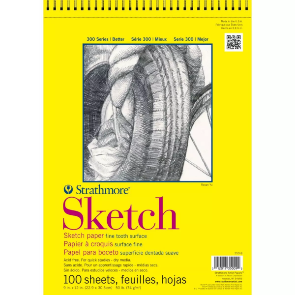Picture of Strathmore 300 Series Sketch Pad Fine Tooth Surface - 74gsm 9"x12" (100 Sheets)