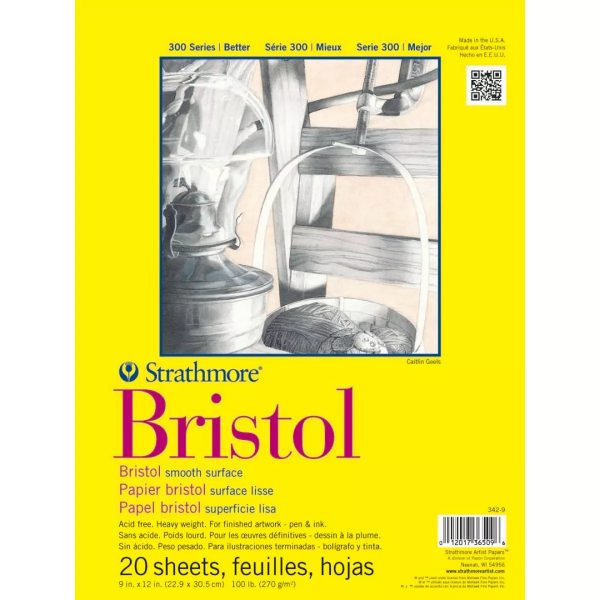Picture of Strathmore 300 Series Bristol Smooth Surface Pad - 270gsm 9"x12" (20 Sheets)
