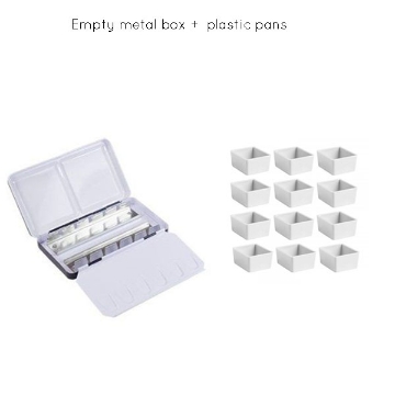 Picture of Empty Metal Box for Watercolour Set of 12 (+) Plastic Empty Pan of 12 Pcs (COMBO)
