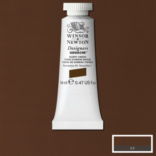 Picture of Winsor & Newton Designers Gouache 14ml - SR1 - Burnt Umber (076)
