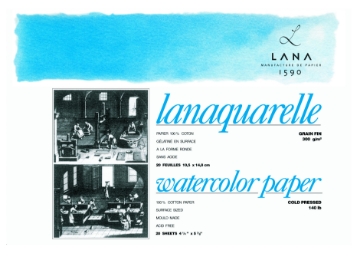 Picture of Lanaquarelle Watercolour Paper Block 20 sheets (Matt / Fine Grain / Cold Pressed) 18*26 cm