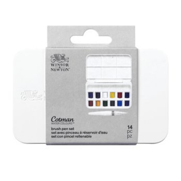 Picture of Winsor & Newton Cotman Watercolour BRUSH PEN Set Of 12 Half Pans
