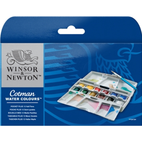 Picture of Winsor&Newton Cotman Watercolour Pocket Plus Half Pans Set Of 12