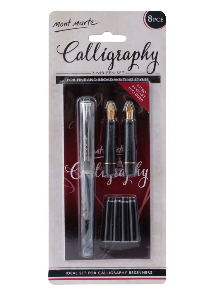 Mont Marte Calligraphy 2 Nib Pen Set 8 Pieces