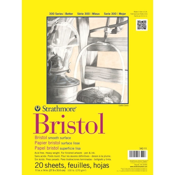 Picture of Strathmore 300 Series Bristol Pad Smooth Surface - Tape Bound - 270gsm 11"x14" (20 Sheets)