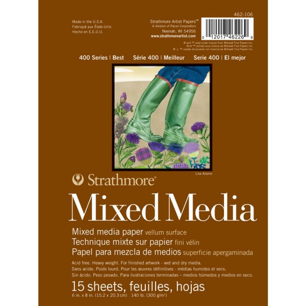 Picture of Strathmore 400 Series Mixed Media Pad Vellum Surface - Tape Bound - 300gsm 6"x8" (15 Sheets)