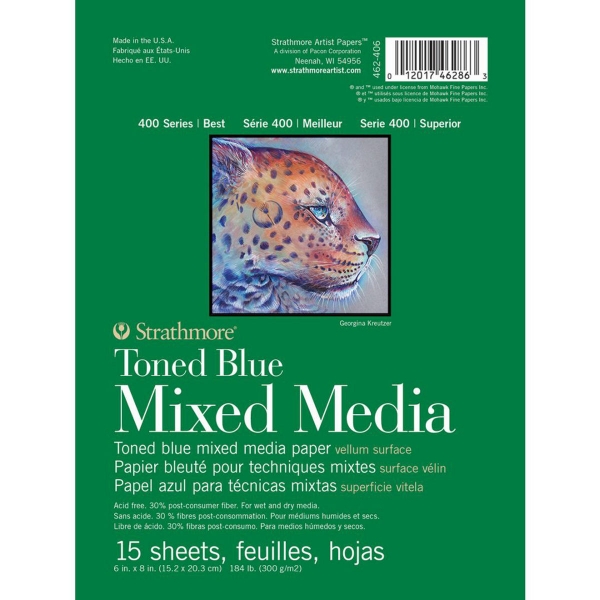 Picture of Strathmore 400 Series Mixed Media Toned Blue Pad - Tape Bound - 6"x8" (15 Sheets)