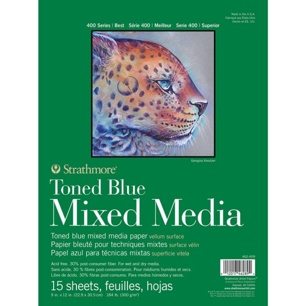 Picture of Strathmore 400 Series Mixed Media Toned Blue Pad - Tape Bound - 9"x12" (15 Sheets)