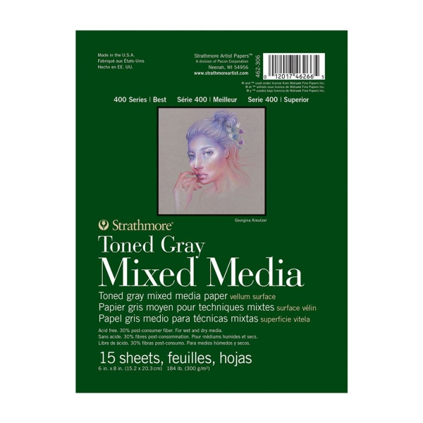 Picture of Strathmore 400 Series Toned Gray Mixed Media Pad - Tape Bound - 300gsm 6x8" (15 Sheets)