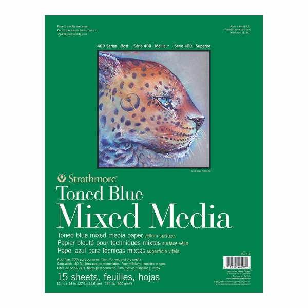Picture of Strathmore 400 Series Mixed Media Toned Blue Pad - Tape Bound - 11"x14" (15 Sheets)