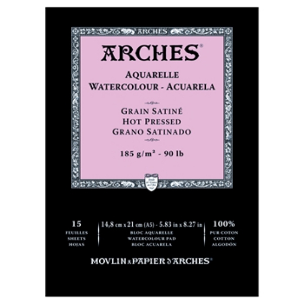 Picture of Arches Watercolor Paper Pad Hot Pressed - 185gsm (14.8x21cm)