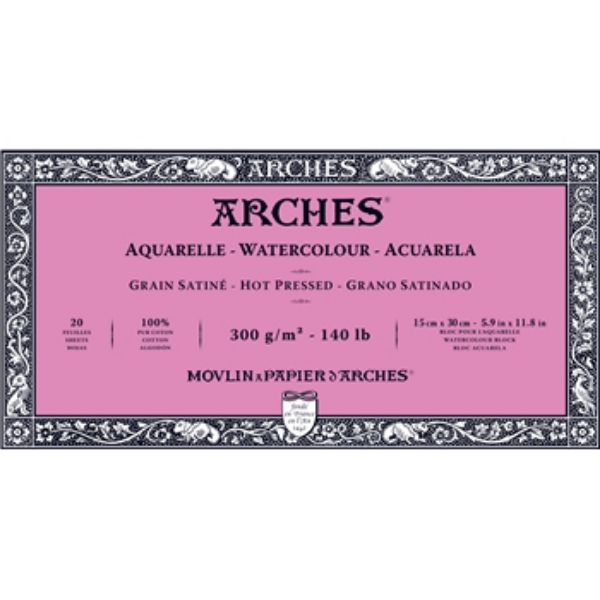 Picture of Arches Watercolor Paper Block Hot Pressed - 300gsm (15x30cm)