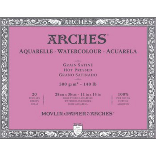 Picture of Arches Watercolor Paper Block Hot Pressed - 300gsm (28x36cm)