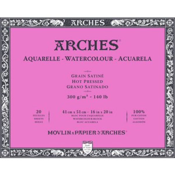 Picture of Arches Watercolor Paper Block Hot Pressed - 300gsm (41x51cm)