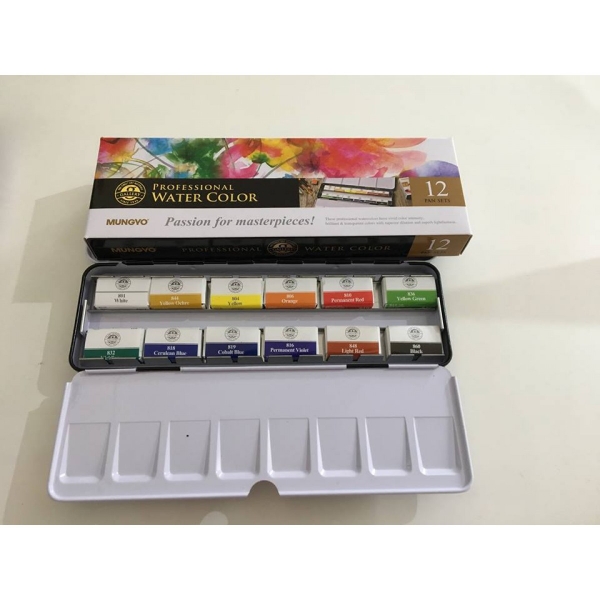Picture of Mungyo Professional Watercolor Full Pan Set - 12 Colours
