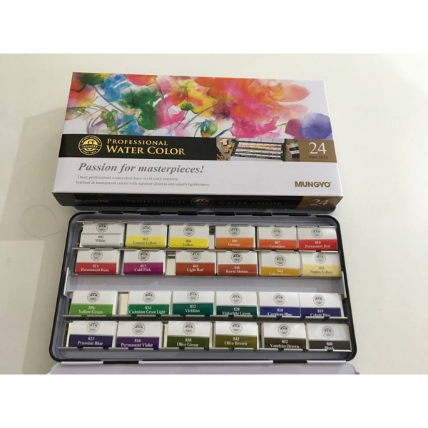 Picture of Mungyo Professional Watercolor Full Pan Set - 24 Colours