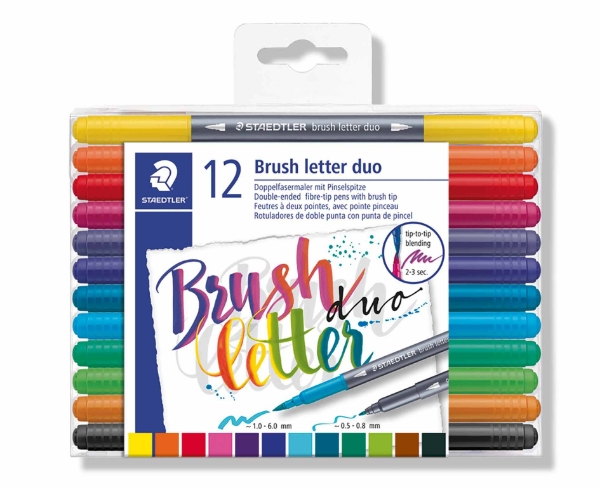 Picture of Staedtler Brush Letter Pen Dual Tip - Set of 12