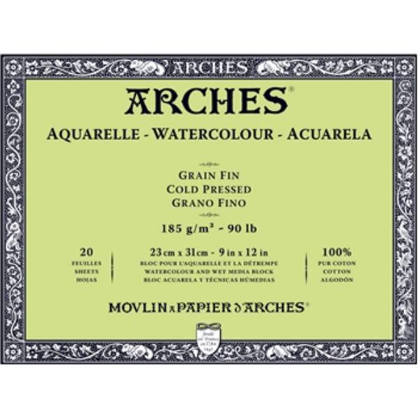 Picture of Arches Watercolor Paper Block Cold Pressed - 185gsm (23x31cm)