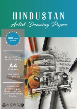 Picture of Hindustan Artist Drawing Paper 180Gsm Polypack A4 10 Sheets