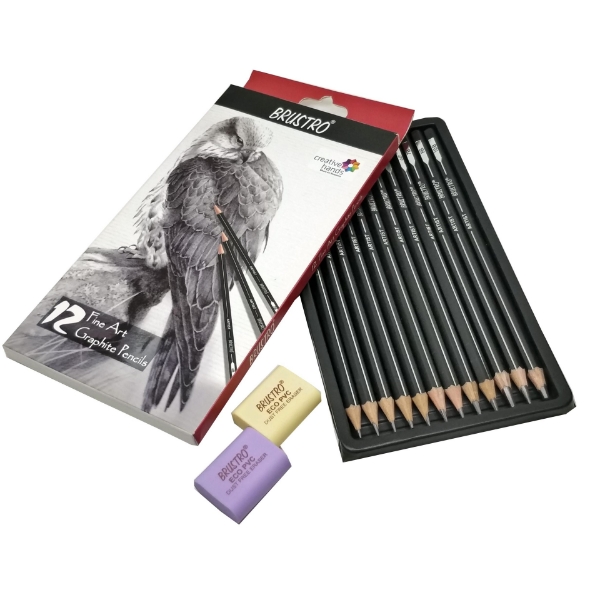 Picture of Brustro Fine Art Graphite Pencils Set of 12