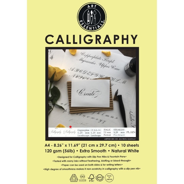 Picture of Art Essentials Calligraphy 6/4/6 Paper A4 120gsm Pack of 10 Sheets
