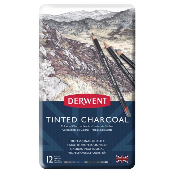 Picture of Derwent Tinted Charcoal Pencil - Tin of 12
